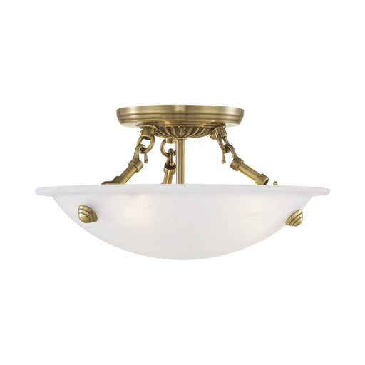 Oasis 3-Light 12" Semi-Flush Mount in Antique Brass