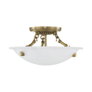 Oasis 3-Light 12" Semi-Flush Mount in Antique Brass