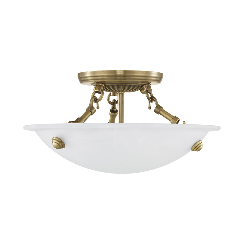 Oasis 3-Light 12" Semi-Flush Mount in Antique Brass