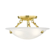 Oasis 3-Light 12" Semi-Flush Mount in Polished Brass