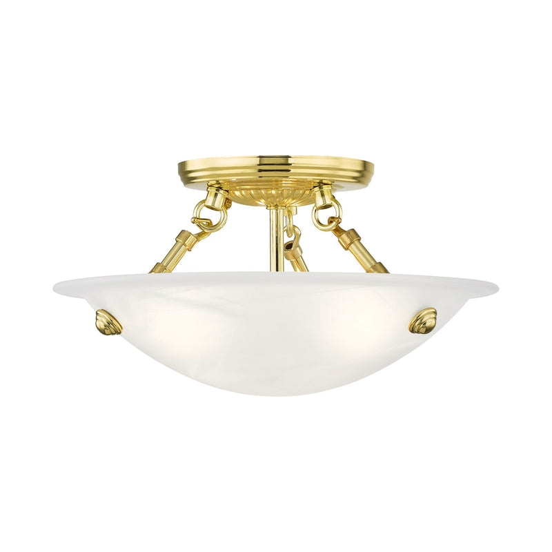Oasis 3-Light 12" Semi-Flush Mount in Polished Brass