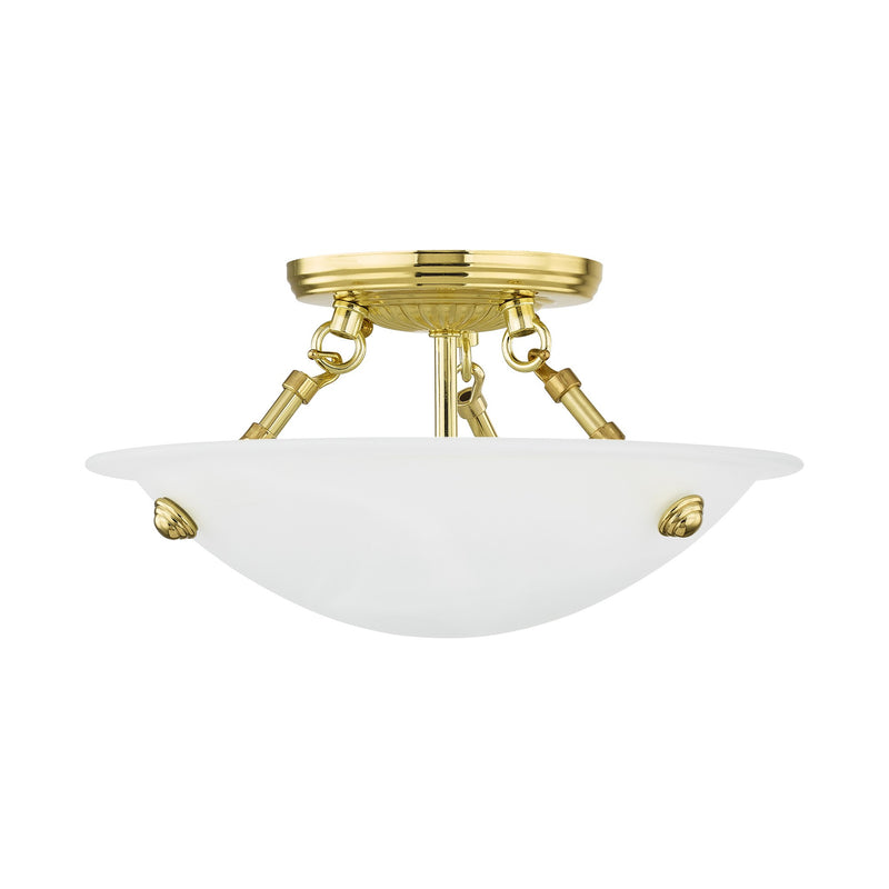 Oasis 3-Light 12" Semi-Flush Mount in Polished Brass