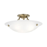Oasis 3-Light 16" Semi-Flush Mount in Antique Brass