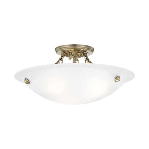 Oasis 3-Light 16" Semi-Flush Mount in Antique Brass