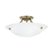 Oasis 3-Light 16" Semi-Flush Mount in Antique Brass