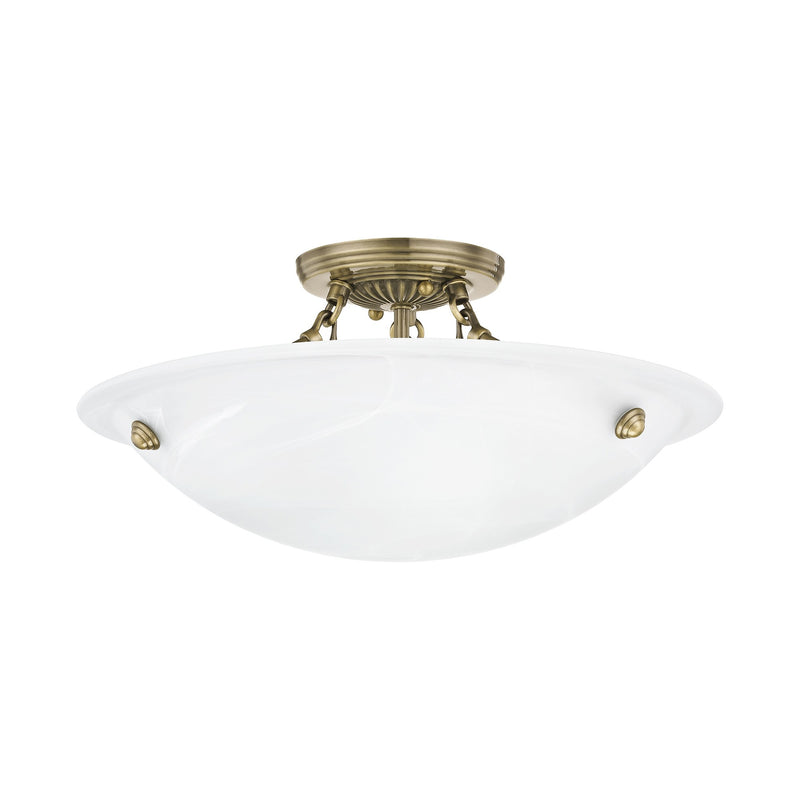 Oasis 3-Light 16" Semi-Flush Mount in Antique Brass
