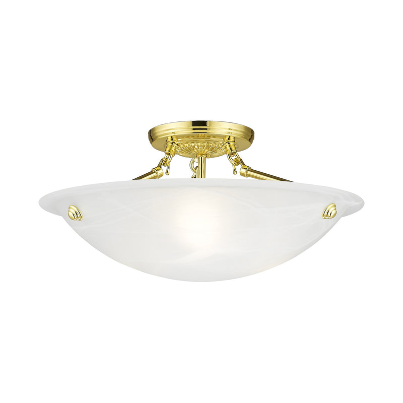 Oasis 3-Light 16" Semi-Flush Mount in Polished Brass