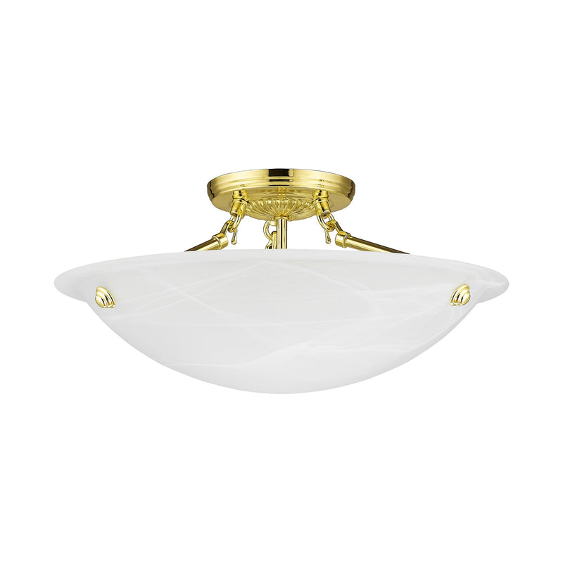 Oasis 3-Light 16" Semi-Flush Mount in Polished Brass