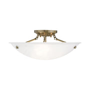 Oasis 3-Light 20" Semi-Flush Mount in Antique Brass