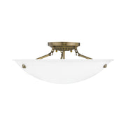 Oasis 3-Light 20" Semi-Flush Mount in Antique Brass