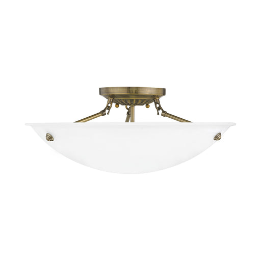Oasis 3-Light 20" Semi-Flush Mount in Antique Brass