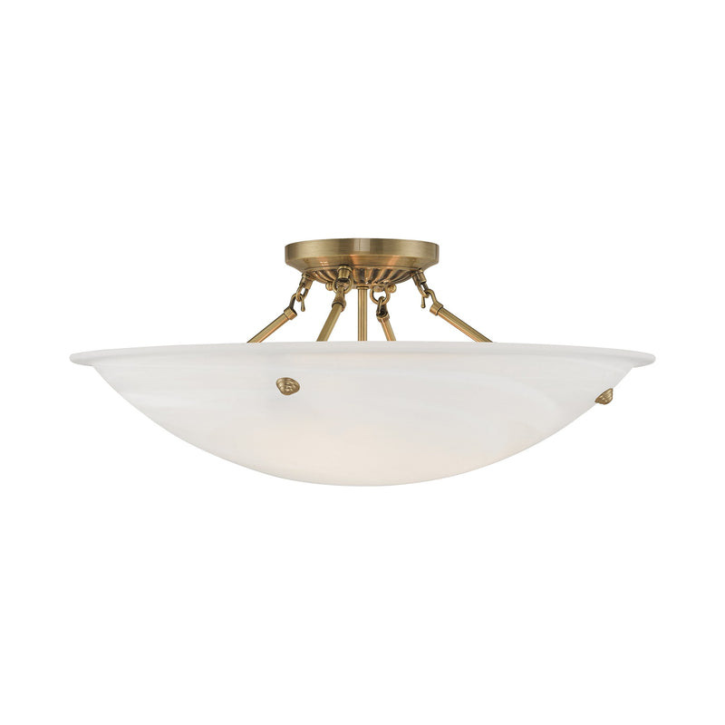 Oasis 4-Light Semi-Flush Mount in Antique Brass