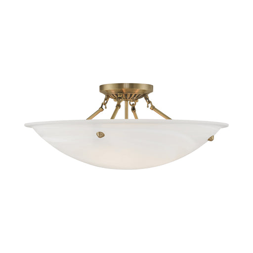 Oasis 4-Light Semi-Flush Mount in Antique Brass