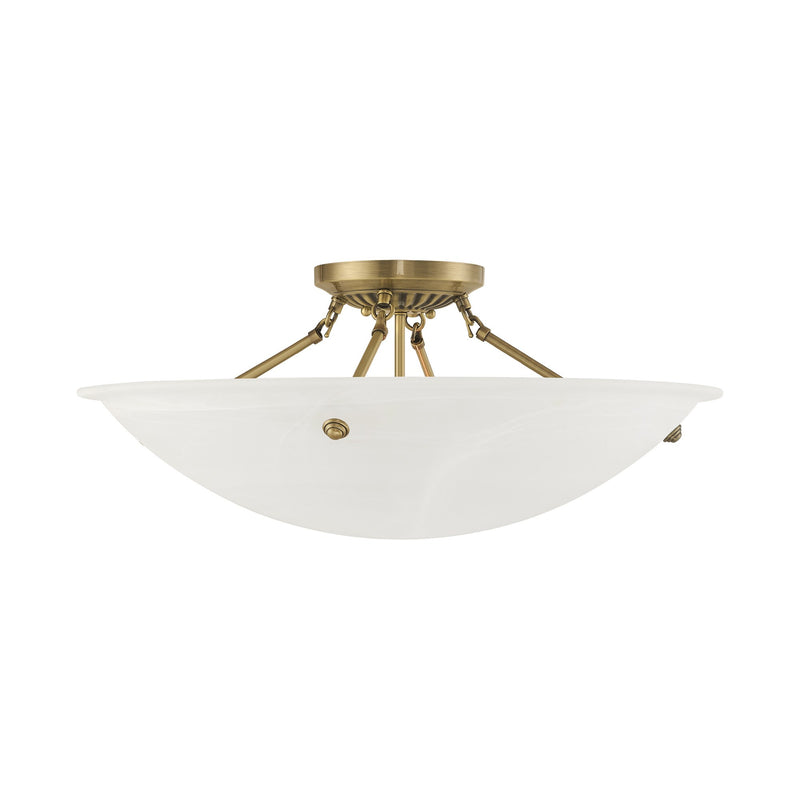 Oasis 4-Light Semi-Flush Mount in Antique Brass