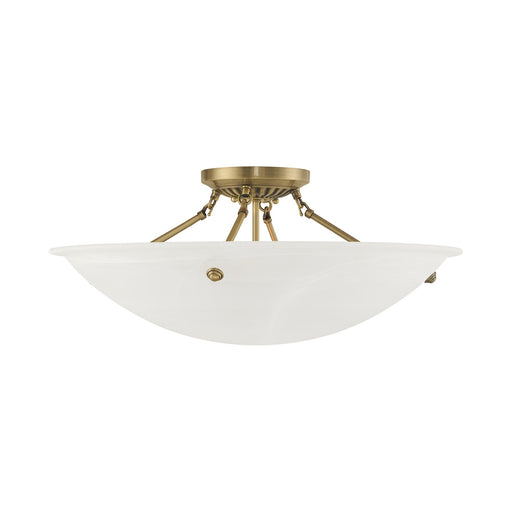 Oasis 4-Light Semi-Flush Mount in Antique Brass