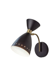 Oscar Wall Lamp in Black W. Antique Brass