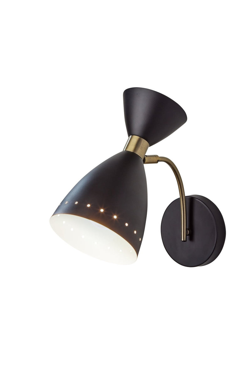 Oscar Wall Lamp in Black W. Antique Brass