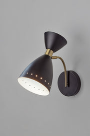 Oscar Wall Lamp in Black W. Antique Brass
