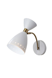 Oscar Wall Lamp in White W. Antique Brass
