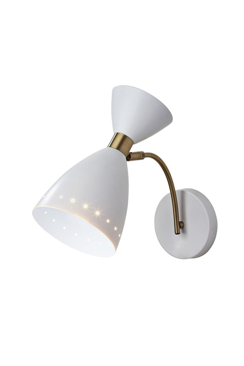 Oscar Wall Lamp in White W. Antique Brass
