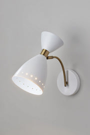 Oscar Wall Lamp in White W. Antique Brass