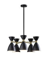 Oscar 5-Light Chandelier in Black W. Antique Brass