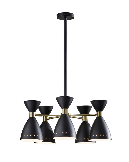 Oscar 5-Light Chandelier in Black W. Antique Brass