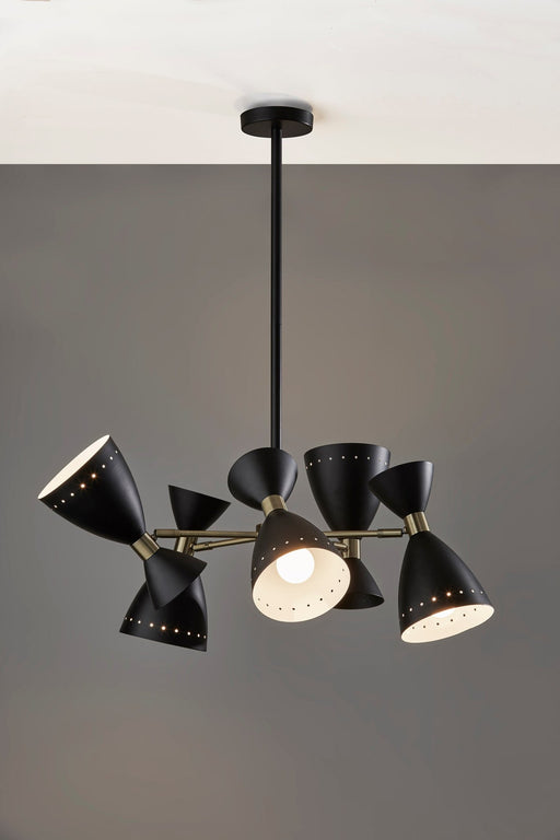 Oscar 5-Light Chandelier in Black W. Antique Brass