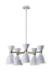Oscar 5-Light Chandelier in White W. Antique Brass
