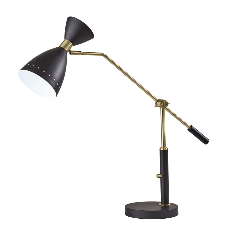 Oscar Desk Lamp in Black W. Antique Brass