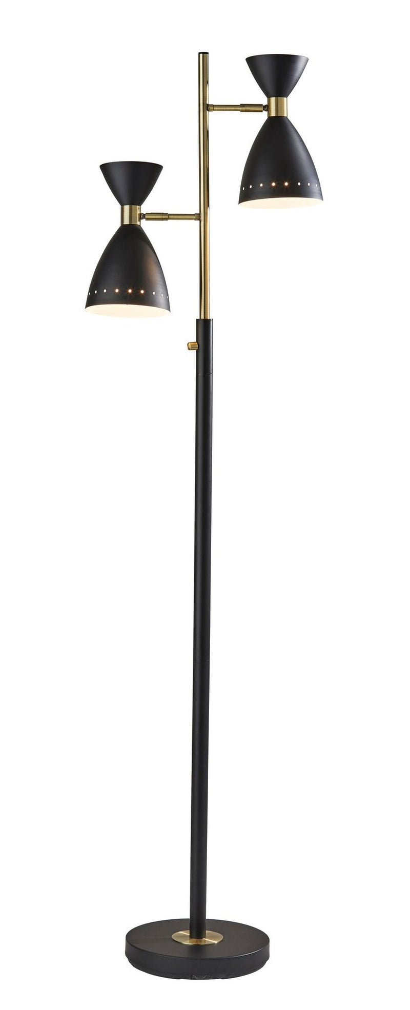 Oscar 2-Light Tree Floor Lamp in Black W. Antique Brass