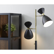 Oscar 2-Light Tree Floor Lamp in Black W. Antique Brass