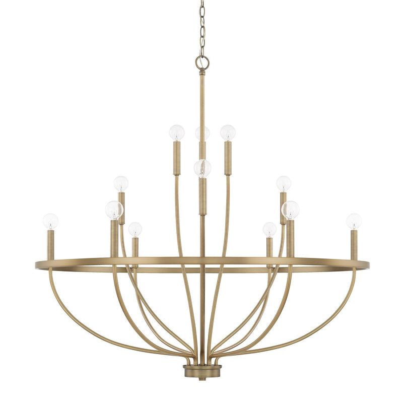 Greyson 12-Light Chandelier in Aged Brass