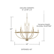 Greyson 12-Light Chandelier in Aged Brass