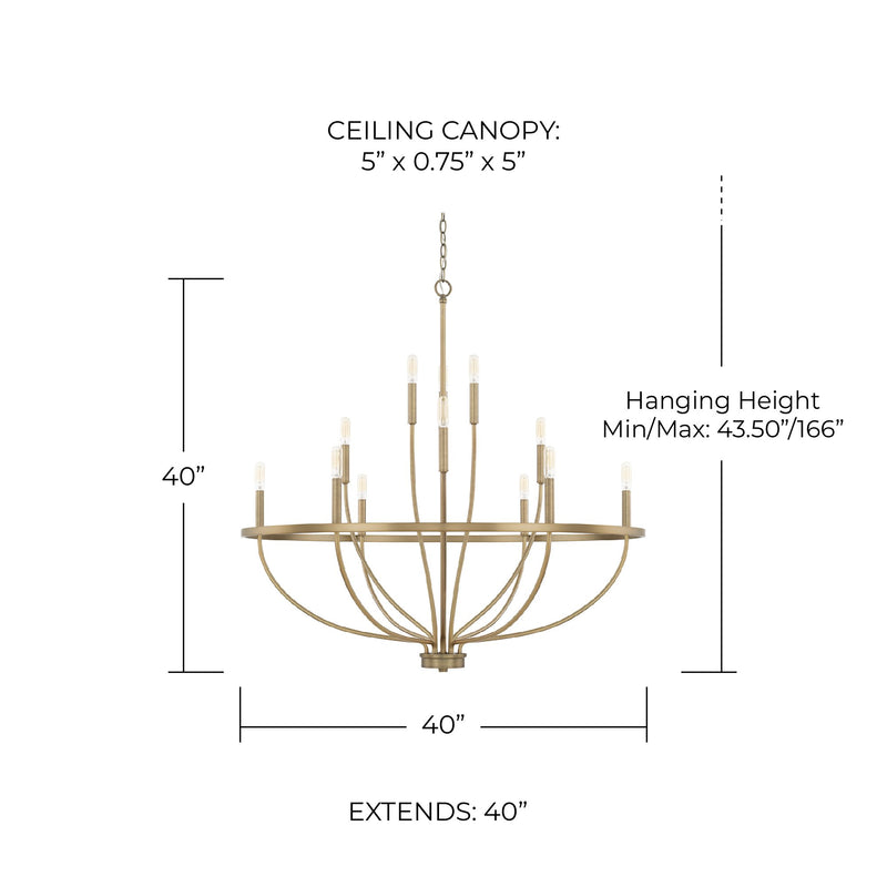 Greyson 12-Light Chandelier in Aged Brass
