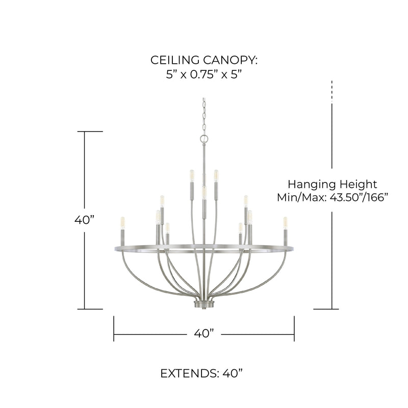 Greyson 12-Light Chandelier in Brushed Nickel