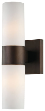 2-Light Etched Opal Bath Vanity Light in Copper Bronze Patina