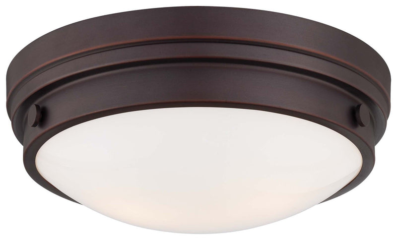 2-Light Painted Glass Flush Mount in Lathan Bronze