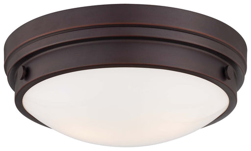 2-Light Painted Glass Flush Mount in Lathan Bronze