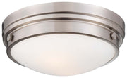 2-Light Painted Glass Flush Mount in Brushed Nickel