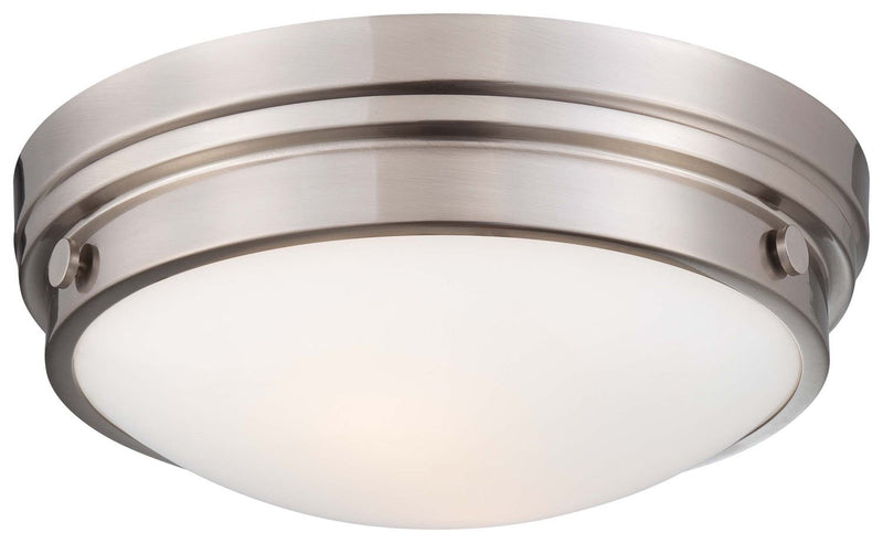 2-Light Painted Glass Flush Mount in Brushed Nickel