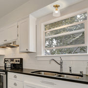 Annora 1 Light 7" Flush Mount in Olde Brass in a room setting