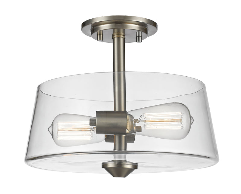 Annora 2 Light 12" Semi Flush Mount in Brushed Nickel