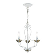 Katarina 3-Light Chandelier in Antique White with Antique Brass Accents