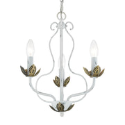Katarina 3-Light Chandelier in Antique White with Antique Brass Accents