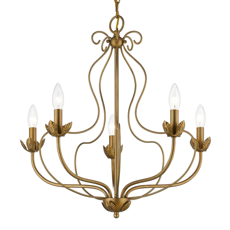 Katarina 5-Light Chandelier in Antique Gold Leaf