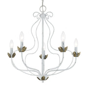 Katarina 5-Light Chandelier in Antique White with Antique Brass Accents