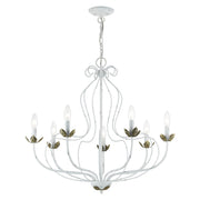 Katarina 7-Light Chandelier in Antique White with Antique Brass Accents
