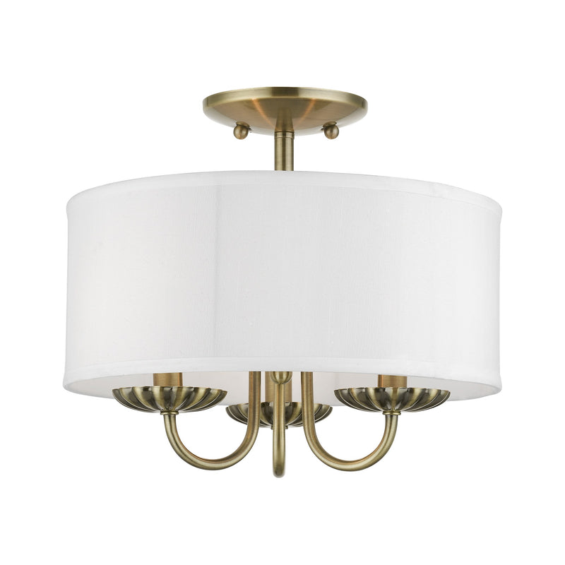 Brookdale 3-Light 13" Semi-Flush Mount in Antique Brass