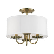 Brookdale 3-Light 13" Semi-Flush Mount in Antique Brass